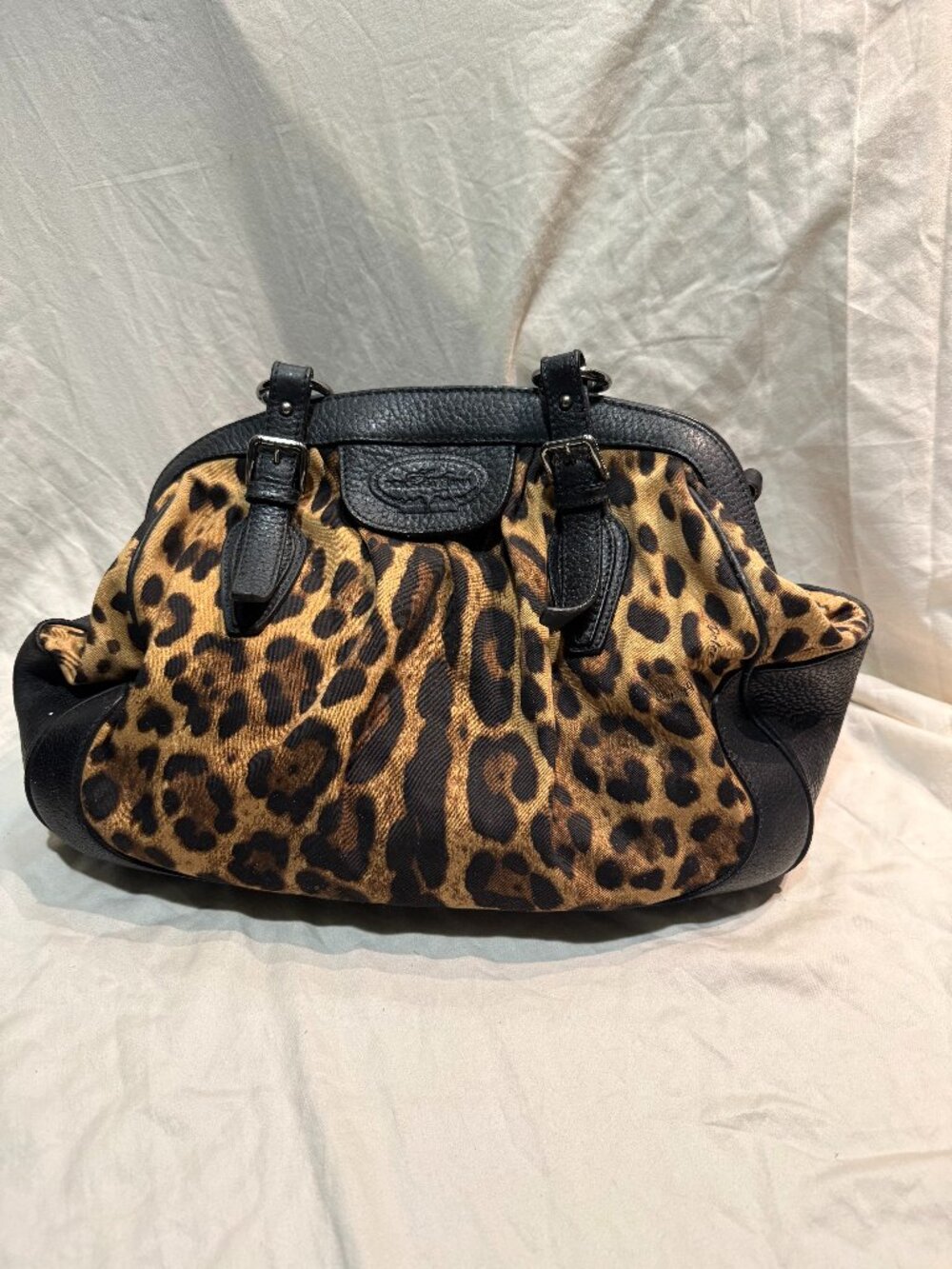 Dolce & Gabbana Leopard Print Satchel in Black and Tan